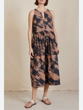 Apiece Apart San Cristobal Animal Print Ikat Dress Size XS Sleeveless Midi